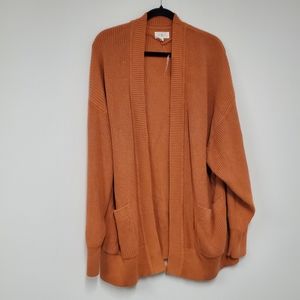 NEW Lou and Grey Ribbed Open Front Cardigan XL Burnt Orange Casual Slouchy